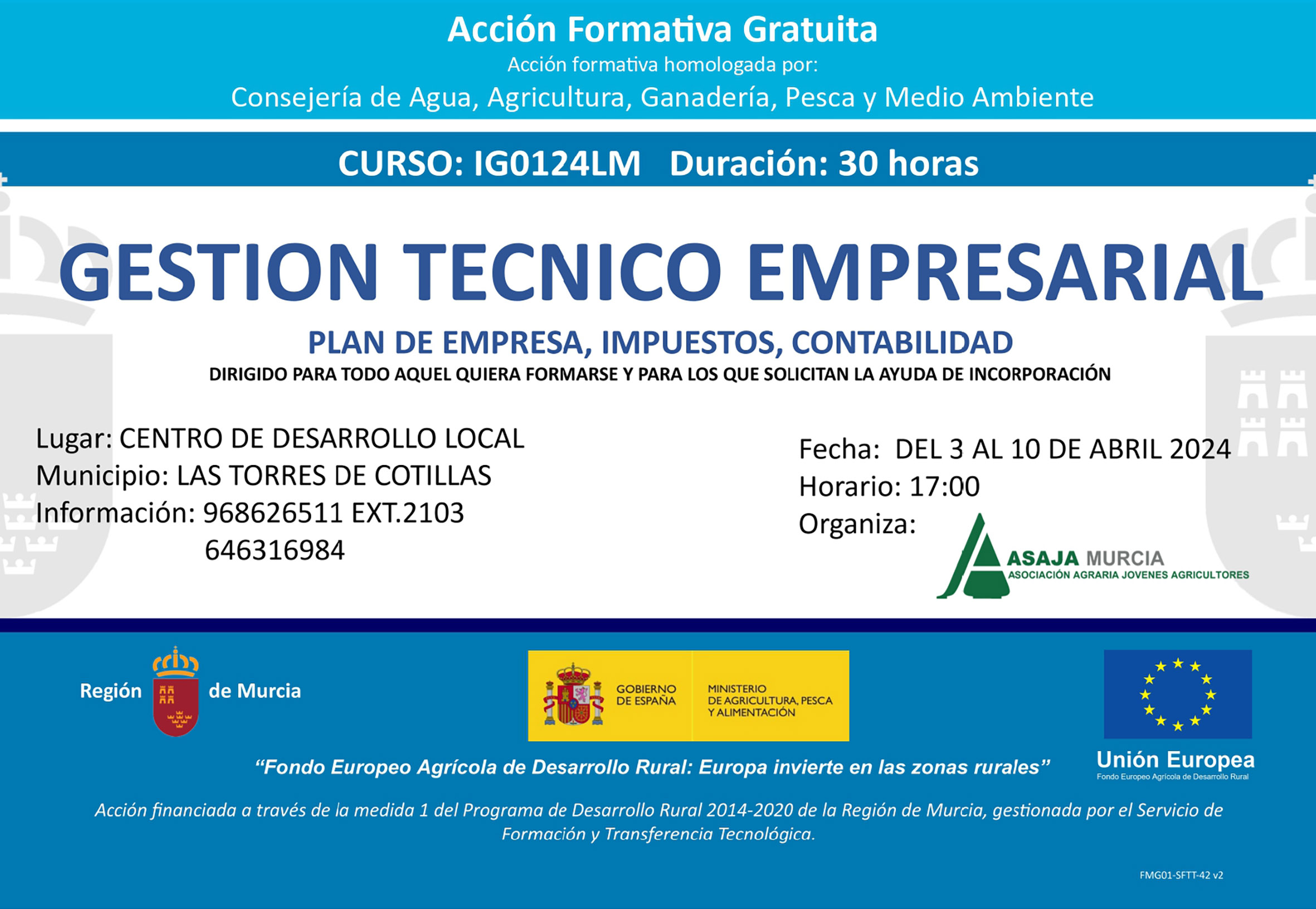Últimas plazas para el curso gratuito de gestión de técnico empresarial