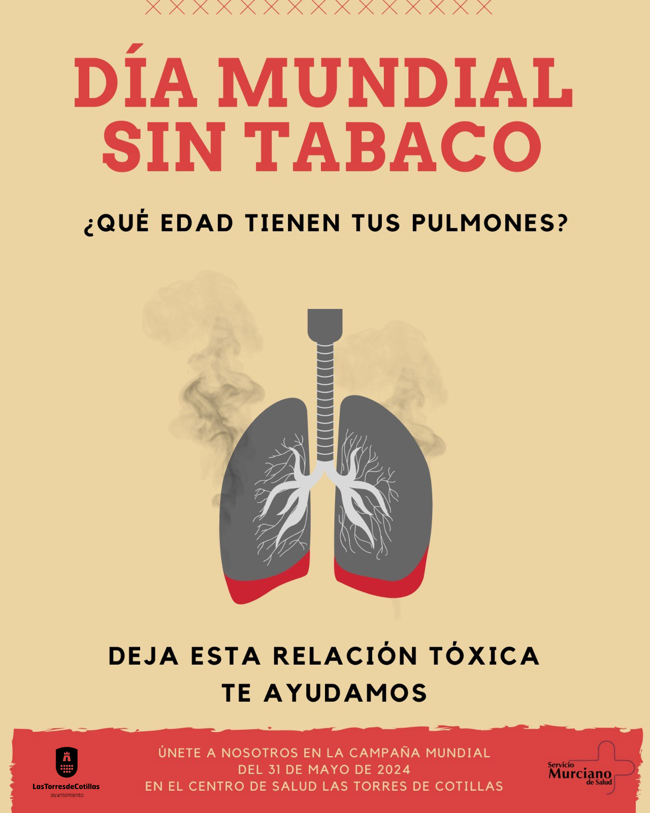 Las Torres de Cotillas conmemorará el día mundial sin tabaco con una jornada de sensibilización contra esta adicción