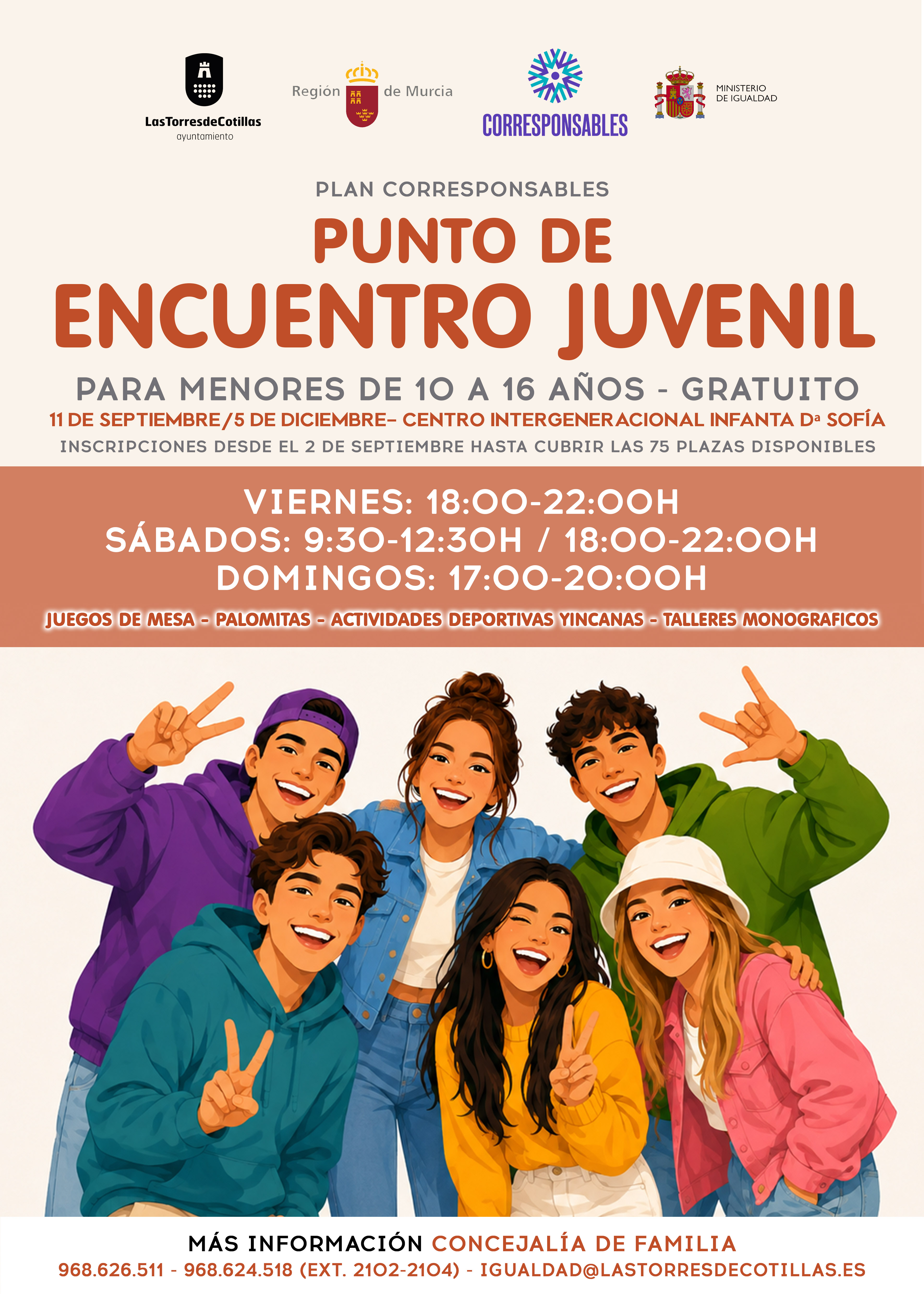 Tres meses de actividades gratuitas para menores de 10 a 16 años con el punto de encuentro juvenil