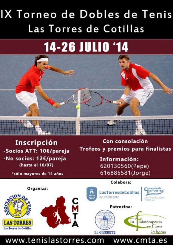 Cartel Torneo de dobles de tenis - Las Torres de Cotillas