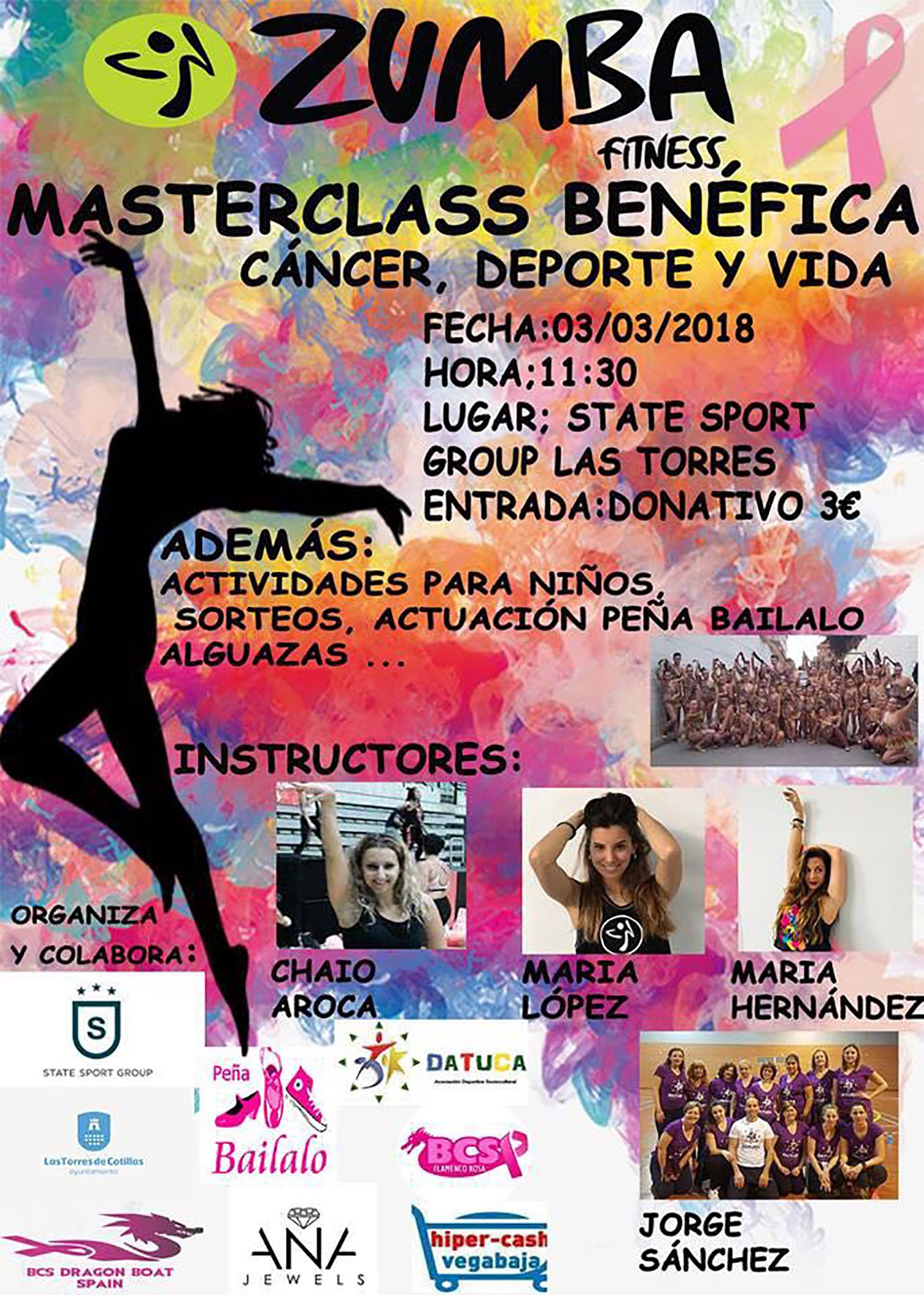 Masterclass benéfica de zumba para recaudar fondos contra el cáncer en Las Torres de Cotillas