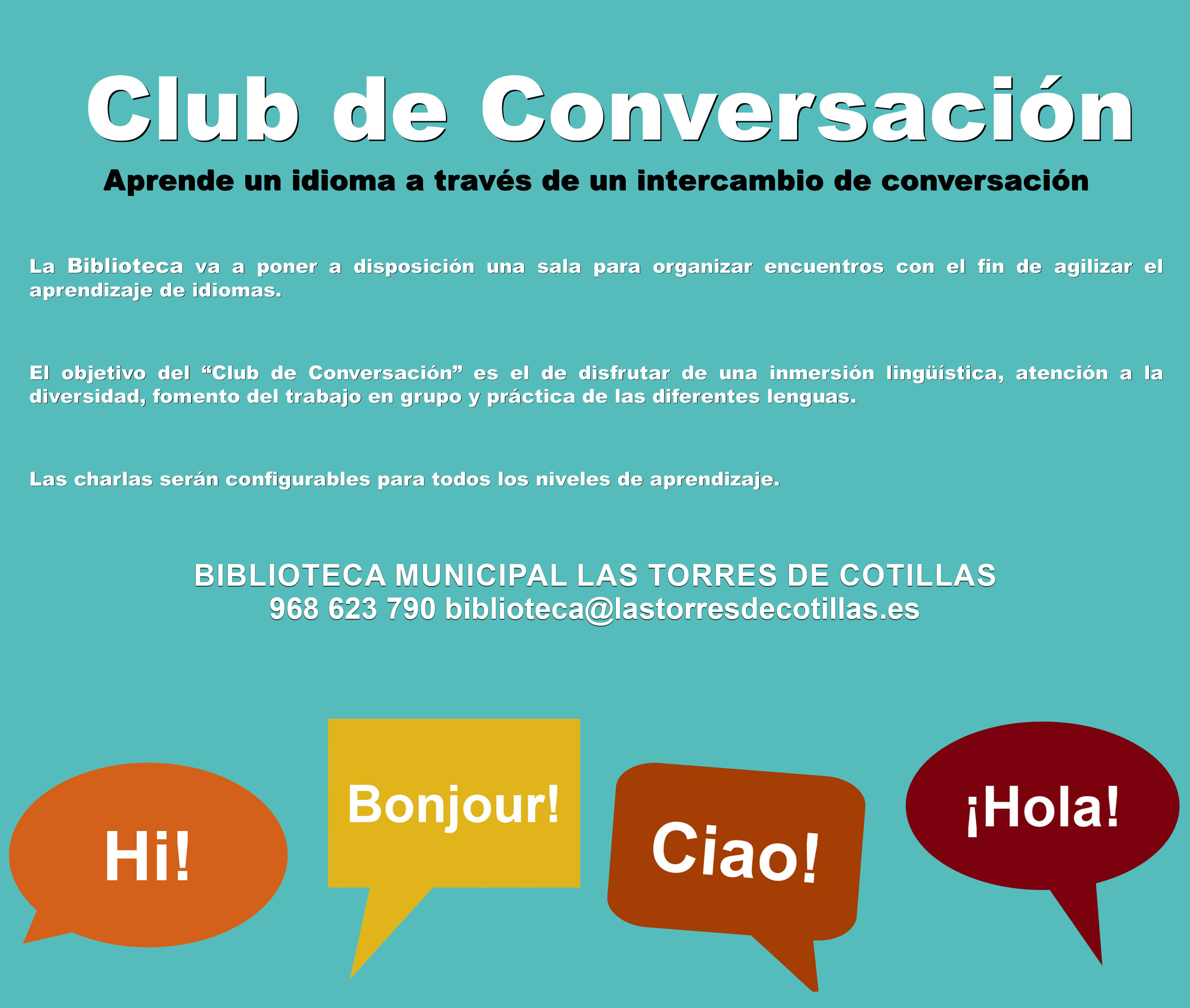 CARTEL Club conversación biblioteca