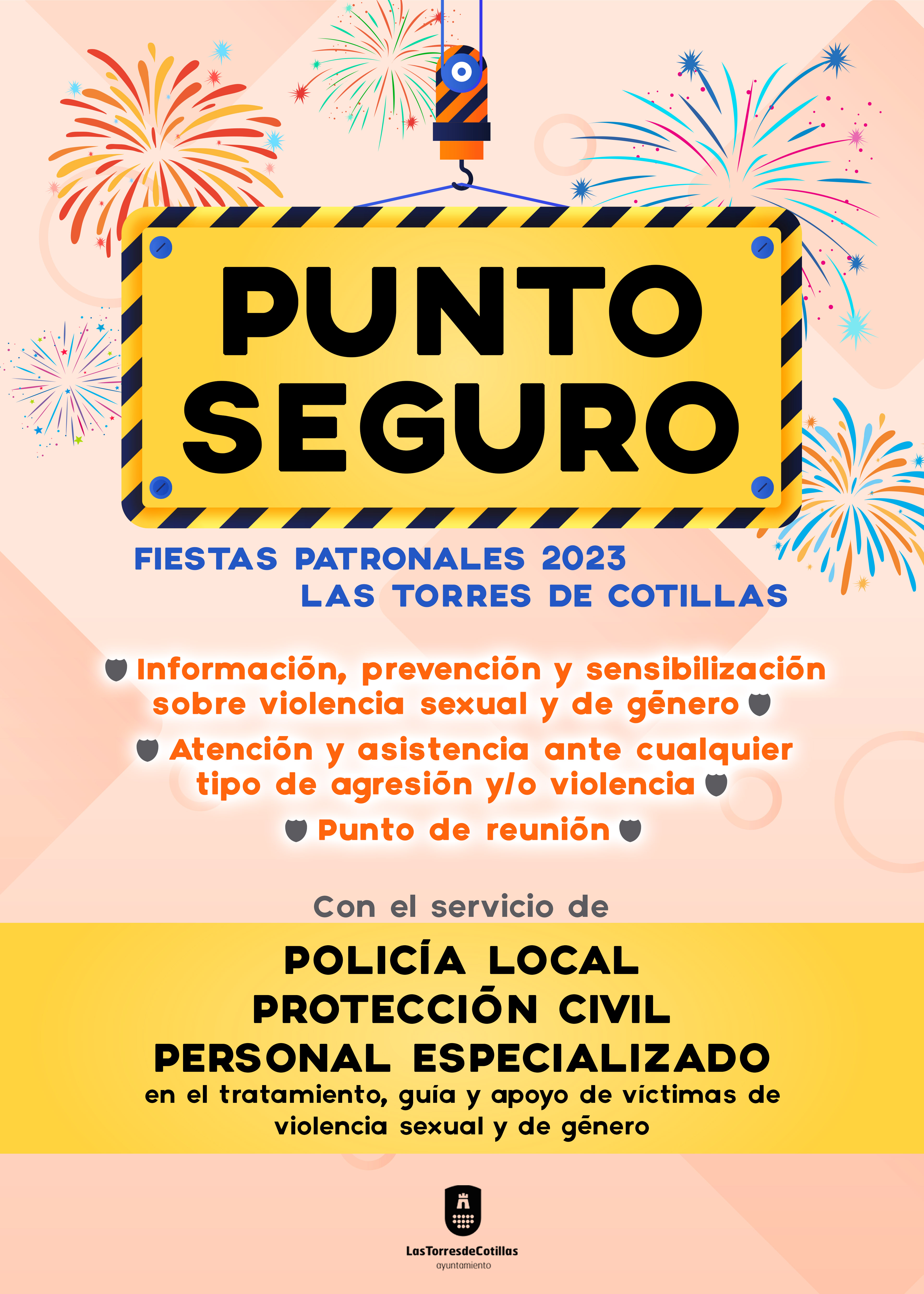 Cartel PUNTO SEGURO FIESTAS LAS TORRES DE COTILLAS