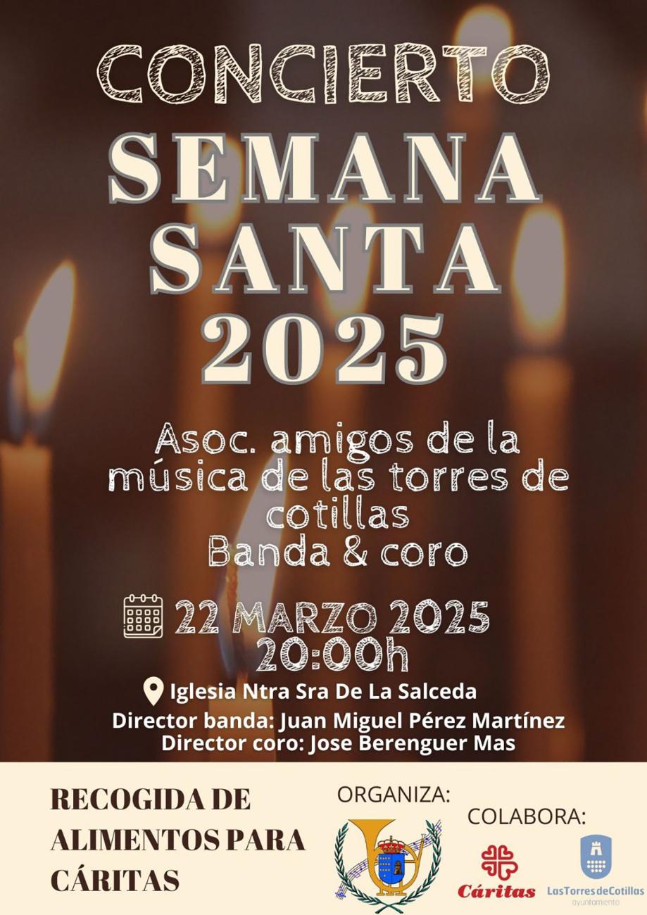 La asociación Amigos de la Música de Las Torres de Cotillas recogerá alimentos en su concierto de Semana Santa