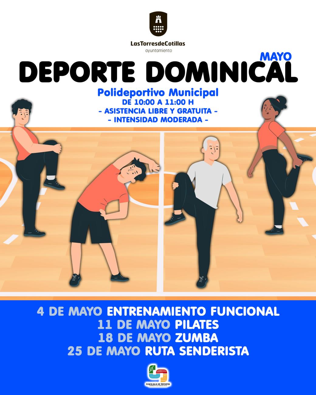 Entrenamiento funcional, pilates, zumba y una ruta senderista en el “Deporte Dominical” de mayo