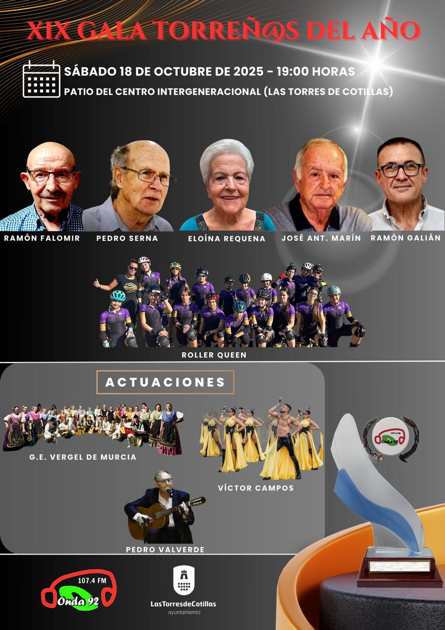 Onda 92-Radio Cotillas entregará sus XIX premios “Torreñ@s del Año”