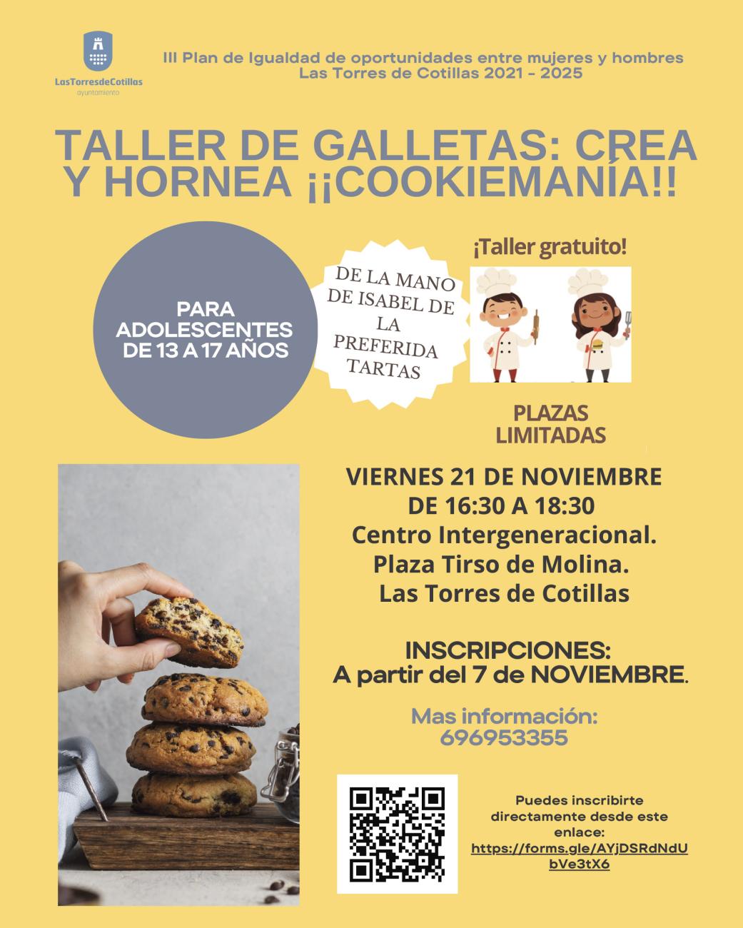 La ‘cookiemanía’ llega a Las Torres de Cotillas con un taller gratuito para jóvenes de elaboración de galletas 