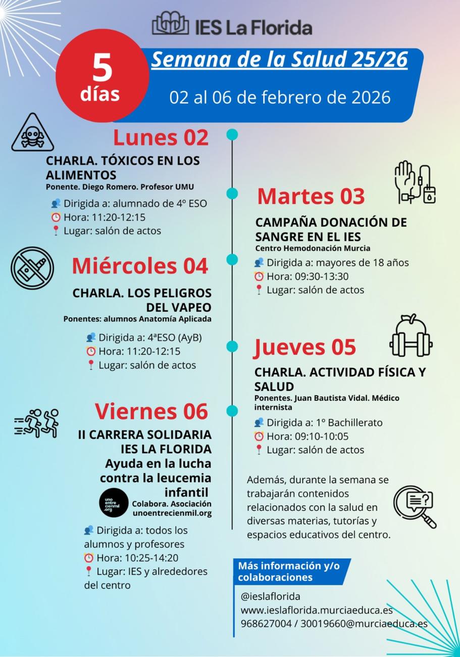 El IES La Florida apuesta por los hábitos de vida saludables y el compromiso social en su nueva Semana de la Salud