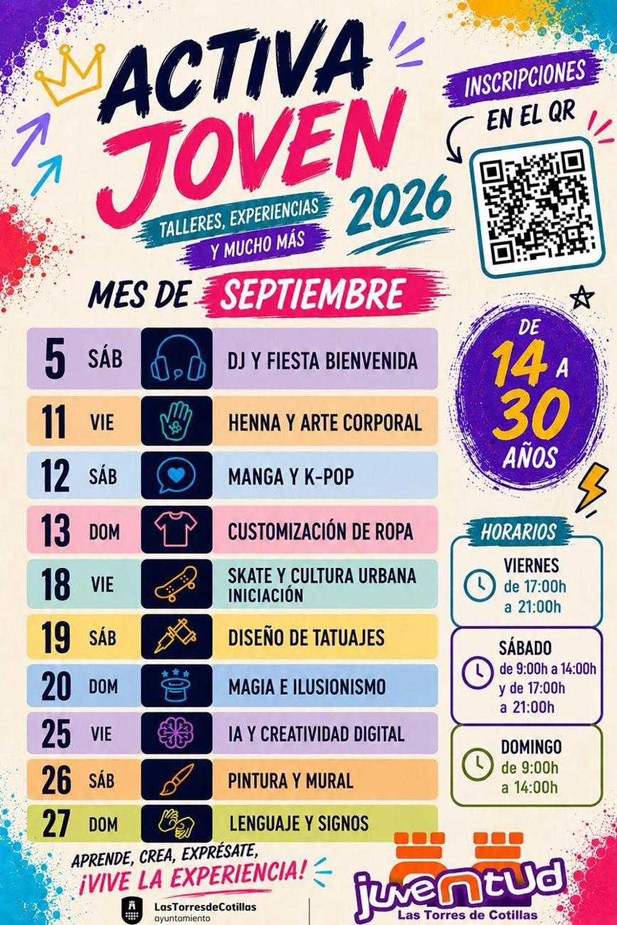 El programa “Activa Joven 2026” propone 50 actividades de ocio gratuitas para menores de 14 a 30 años