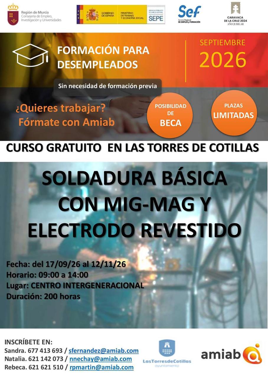 Las Torres de Cotillas ofrece un curso gratuito de soldadura para personas desempleadas